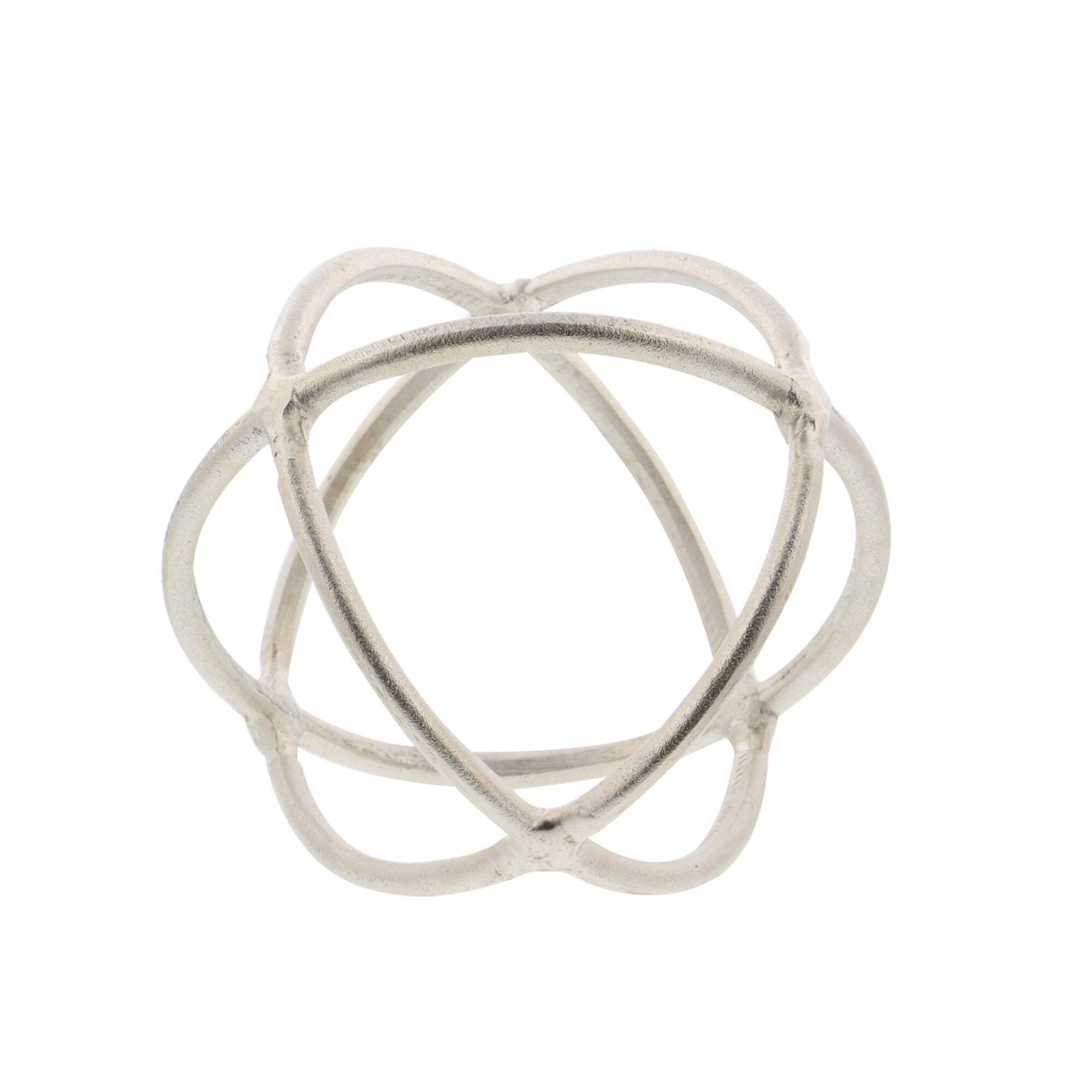 Silver Aluminum Modern Geometric Sculpture Set